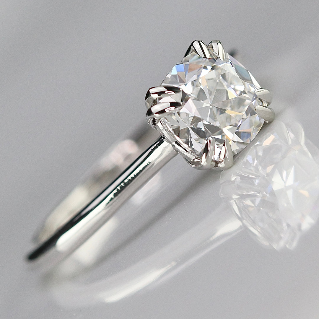 MANOR ROYAL: The Sophia - Antique cushion cut 1.54ct lab grown diamond ring in 14k white gold