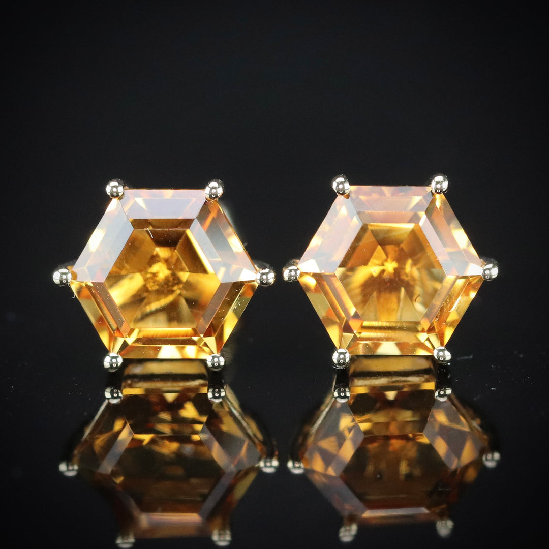 Hexagonal studs in 14k yellow gold by Effy