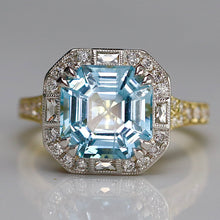 Load image into Gallery viewer, 18k/platinum Aquamarine and diamond ring by David Klass