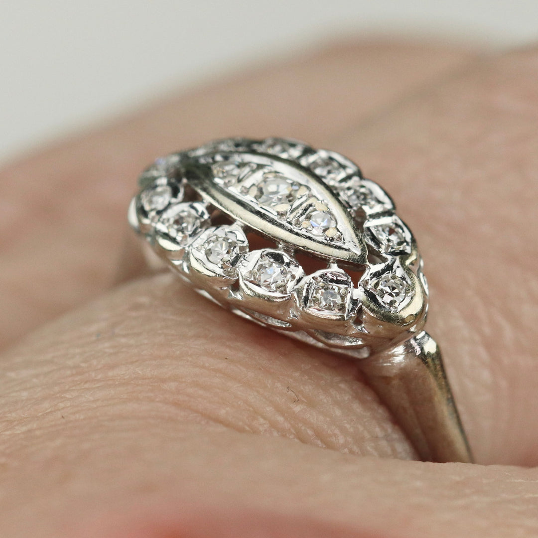 Princess style diamond ring in 14k white gold