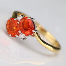 Load image into Gallery viewer, Estate fire opal and diamond ring in 18k yellow gold