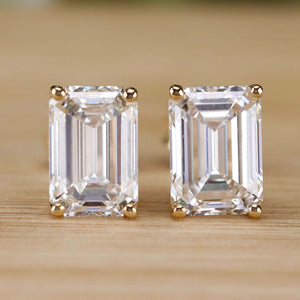 SPECIAL PRICING!  Lab grown 4ctw G/VS emerald cut Diamond studs in 18k yellow gold