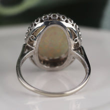 Load image into Gallery viewer, Magnificent vintage Opal and diamond ring in 14k white gold