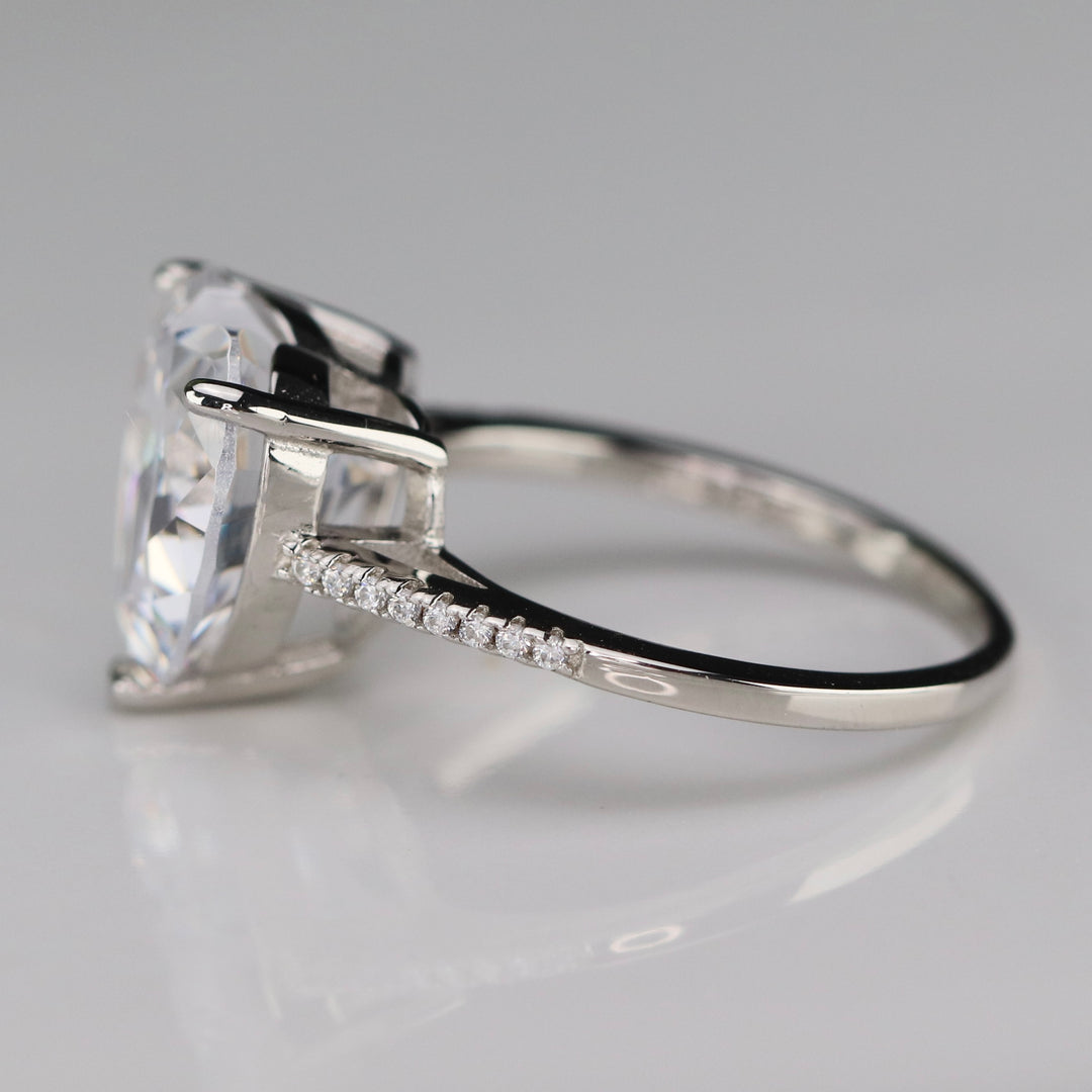 Sterling silver large heart CZ ring