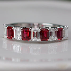 MANOR ROYAL: The Sarah - Lab grown ruby and diamond ring in 14k white gold