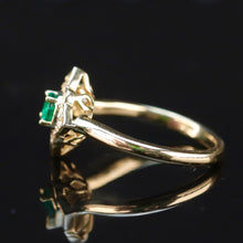 Load image into Gallery viewer, Emerald and diamond ring in 14k yellow gold