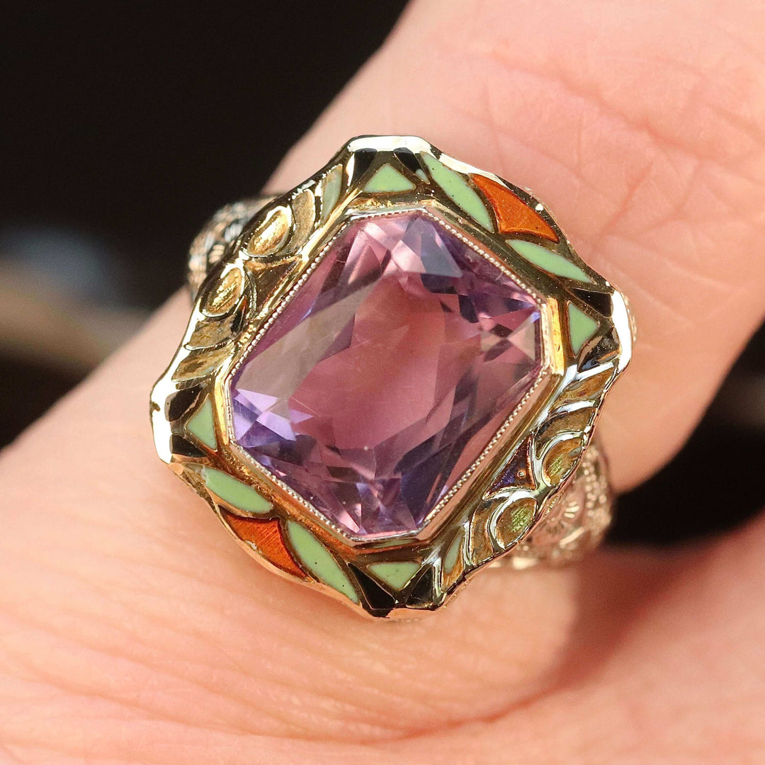 RESERVED: PAYMENT 4 OF 4: Antique amethyst filigree ring in 14k white/yellow gold