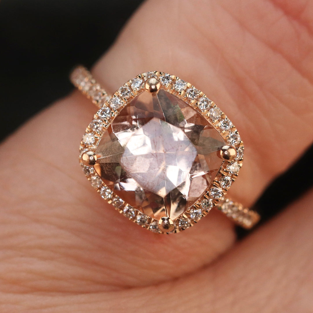 RESERVED FOR J:  PAYMENT 1: 50% OFF CLEARANCE!  3.02ct Morganite and diamond ring in 18k rose gold