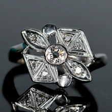 Load image into Gallery viewer, Vintage ring with diamonds in 14k white gold