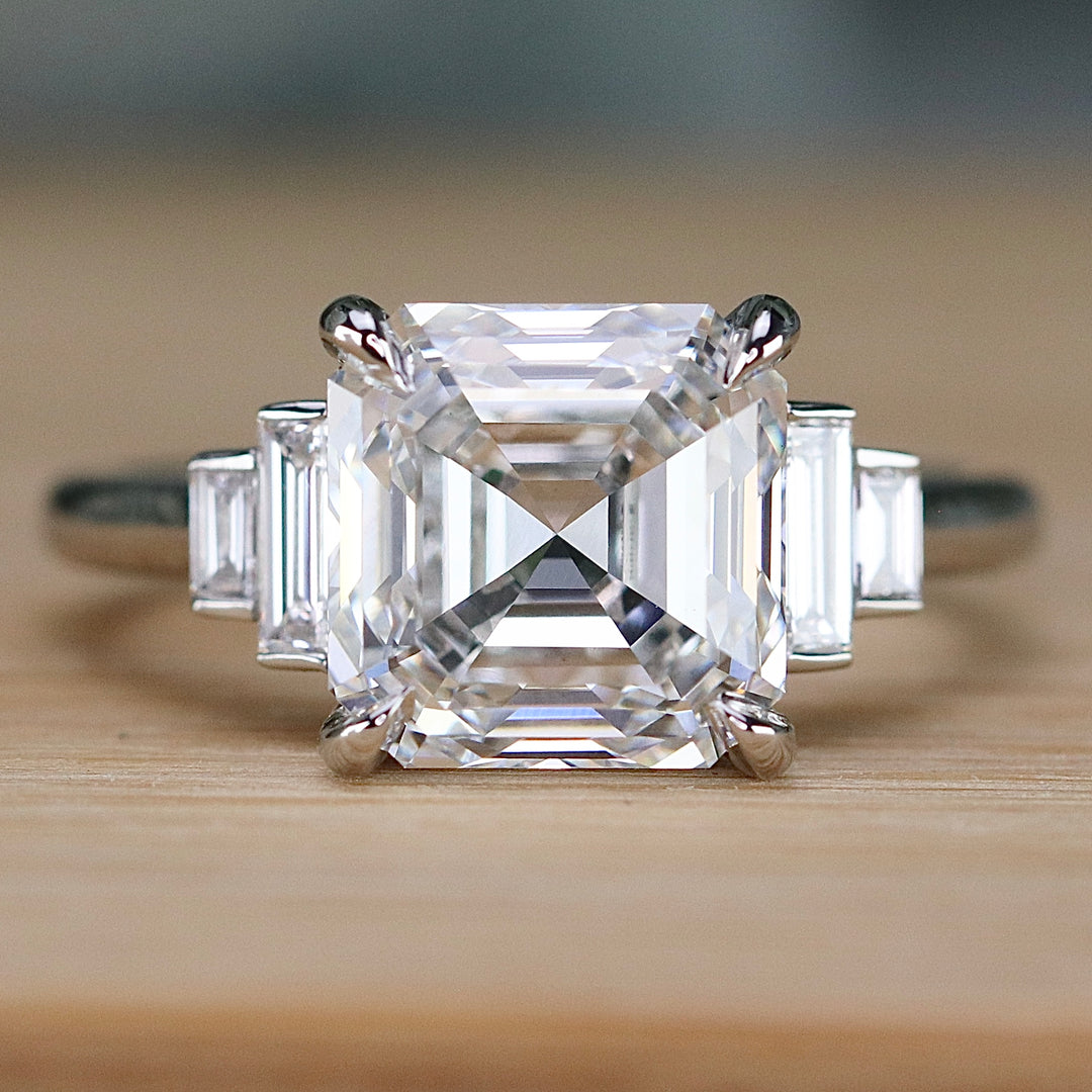 MANOR ROYAL: The Catherine - 4.40ct Asscher cut lab grown diamond ring in platinum