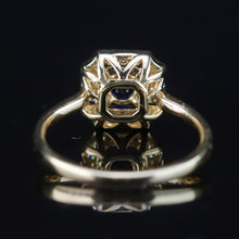 Load image into Gallery viewer, Sapphire and diamond halo ring in 14k yellow gold