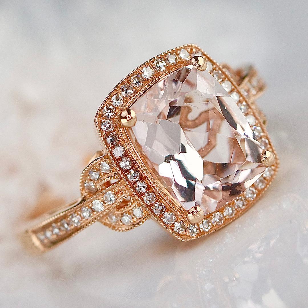 Morganite and diamond ring in 14k rose gold by Effy