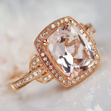 Load image into Gallery viewer, SPECIAL: Morganite and diamond ring in 14k rose gold by Effy