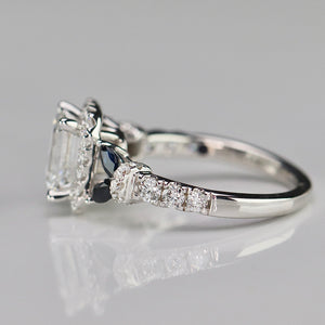 Vera Wang Designer Lab Grown emerald cut diamond ring in 14k white gold