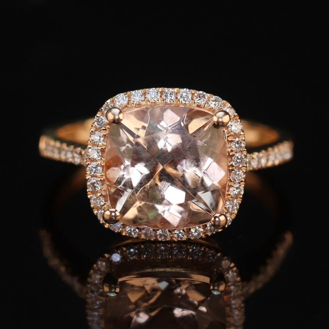 RESERVED FOR J:  PAYMENT 1: 50% OFF CLEARANCE!  3.02ct Morganite and diamond ring in 18k rose gold