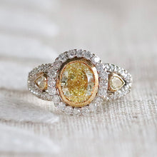 Load image into Gallery viewer, Estate 2.98ctw Natural yellow and white diamond ring in 18k white gold