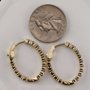 3.085ctw Lab Grown diamond oval hoops in 14k yellow gold