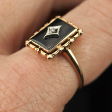 Load image into Gallery viewer, Vintage onyx and diamond ring in yellow gold