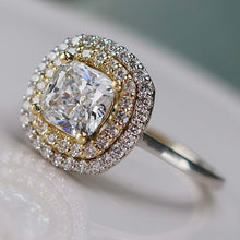 Load image into Gallery viewer, Natural double diamond halo with lab grown cushion diamond ring in 14k SPECIAL