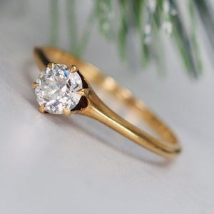 Vintage old european cut OEC diamond ring in 14k yellow gold from Manor Jewels