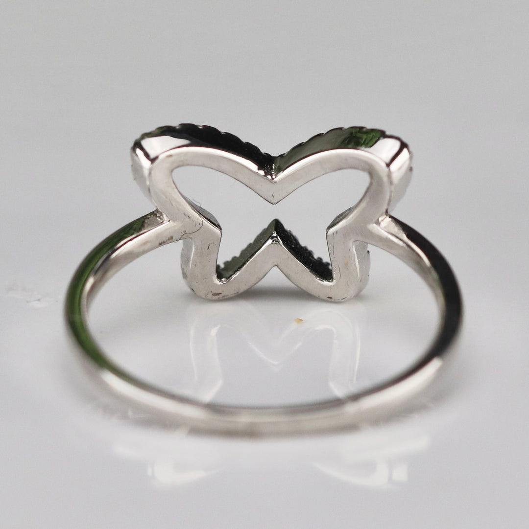 Sterling silver CZ butterfly ring