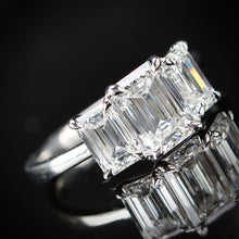 Load image into Gallery viewer, MANOR ROYAL:  The Charlotte - 3 stone 3.03ctw lab grown emerald cut diamond ring in platinum