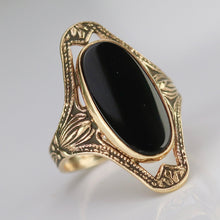 Load image into Gallery viewer, Classic onyx ring in a framed setting of yellow gold