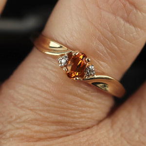 SPECIAL!!  Vintage Citrine and diamond ring in yellow gold