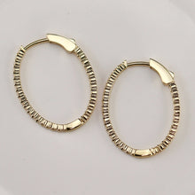 Load image into Gallery viewer, 0.955ctw Lab Grown diamond oval hoops in 14k yellow gold