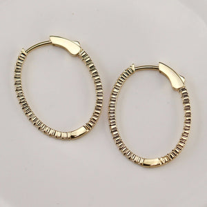 0.955ctw Lab Grown diamond oval hoops in 14k yellow gold