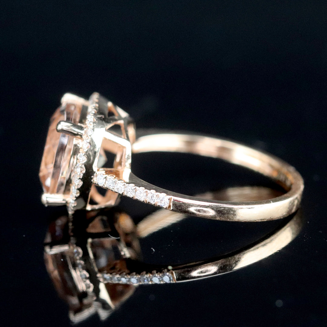 RESERVED FOR J:  PAYMENT 1: 50% OFF CLEARANCE!  3.02ct Morganite and diamond ring in 18k rose gold