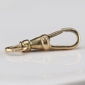 RESERVED FOR H: Vintage small yellow gold swivel dog clip