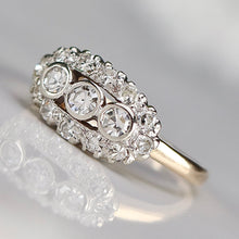 Load image into Gallery viewer, Vintage princess style single cut diamond ring in 14k yellow and white gold