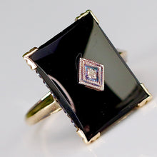 Load image into Gallery viewer, Vintage onyx and diamond ring in yellow gold