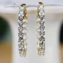 Load image into Gallery viewer, 3.085ctw Lab Grown diamond oval hoops in 14k yellow gold