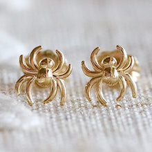 Load image into Gallery viewer, 14k yellow gold spider studs