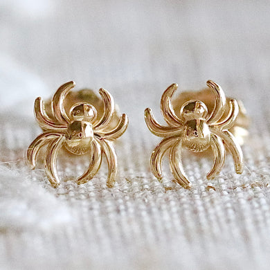 14k yellow gold spider studs