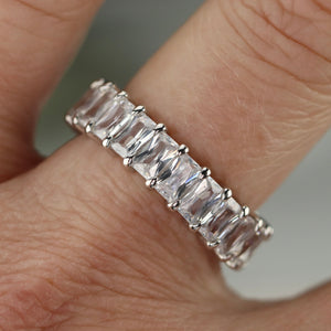 Sterling silver scissor cut CZ eternity band