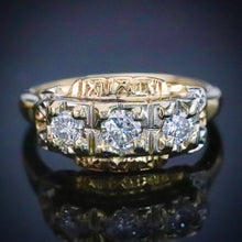 Load image into Gallery viewer, Vintage ring with diamonds in 14k yellow gold