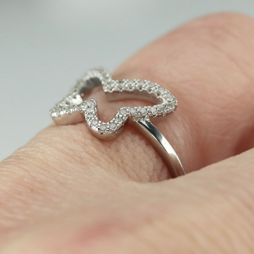 Sterling silver CZ butterfly ring