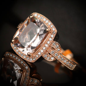 SPECIAL: Morganite and diamond ring in 14k rose gold by Effy