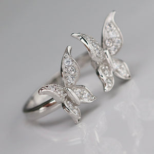 Sterling silver CZ double butterfly ring