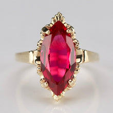 Load image into Gallery viewer, Lab grown Ruby navette ring in 10k yellow gold