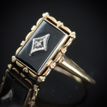 Load image into Gallery viewer, Vintage onyx and diamond ring in yellow gold