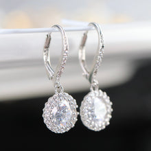 Load image into Gallery viewer, Sterling silver CZ drop earrings