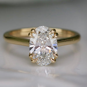 MANOR ROYAL:  The Ophelia - 1.93ct lab grown oval diamond ring in 14k yellow gold D/VVS2