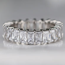 Load image into Gallery viewer, Sterling silver scissor cut CZ eternity band