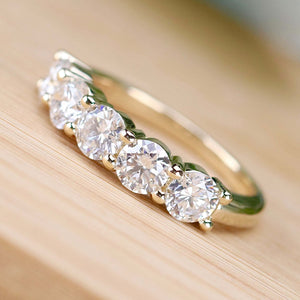 Lab grown 1.875ctw 5 stone diamond band ring in 14k yellow gold