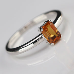 Citrine solitaire ring in white gold