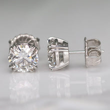 Load image into Gallery viewer, MANOR ROYAL: Lab grown 3.82ctw certed F/VS1 Ideal Diamond studs in 14k white gold